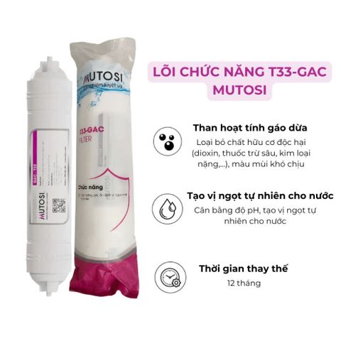 Combo 4 lõi lọc nước chức năng Mutosi 5678 - Lõi T33/GAC, Khoáng đá, Hồng ngoại xa, Nano bạc