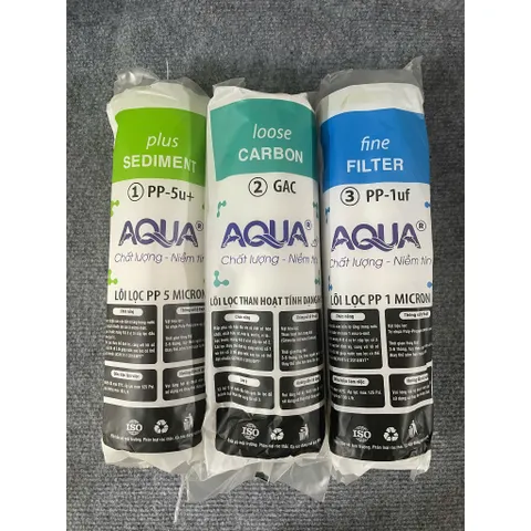 Combo 3 Lõi Lọc nước Aqua 10 inch 1,2,3