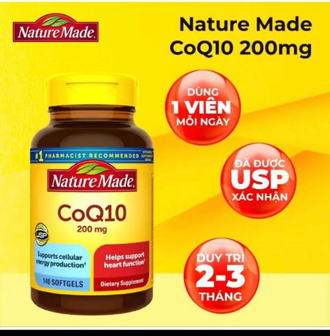 Viên uống bổ tim mạch Nature Made CoQ10 200mg - 140 viên nhộng mềm