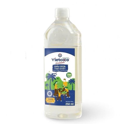 (Bao Bì Mới) Dầu dừa tinh khiết Organic VIETCOCO chai PET 250ml