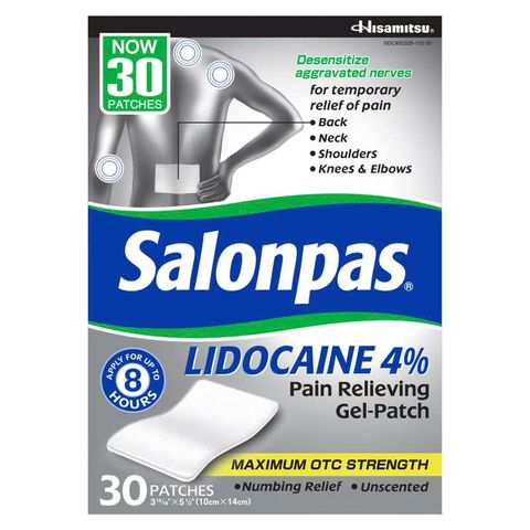 Mẫu mới Miếng Dán Giảm Đau Salonpas LIDO.CAINE 4% Gel-Patch 30 Miếng - Hỗ Trợ Giảm Đau Hiệu Quả Lên Đến 8 Giờ