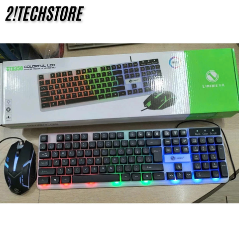 Combo Bàn Phím Giả Cơ Kèm Chuột Máy Tính GTX350 Có Dây - Tích Hợp Đèn Led Bật Tắt | Phiên Bản Keycap Bo Góc Mới, BH 12T