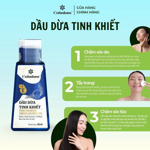 [NHÃN MỚI CFS] Dầu dừa tinh khiết mỹ phẩm Cofusions - Chai 50ml - Coconut Oil