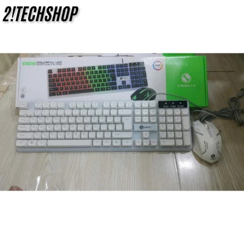 Combo Bàn Phím Giả Cơ Kèm Chuột Máy Tính Có Dây GTX350 Fullsize 104 Phím Có Đèn Led Bật Tắt