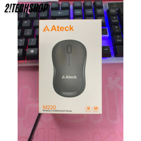 Chuột Không Dây Ateck M220 Silent Màu Đen - Giảm Ồn 90%, Kết Nối USB + Bluetooh, tặng pin, BH 12T