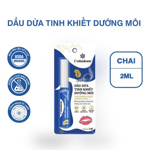 Dầu dừa Tinh Khiết dưỡng môi Cofusions - Chai 2ml - Coconut Oil For Lips VN