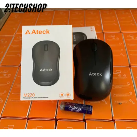 Chuột Không Dây Ateck M220 Silent Màu Đen - Giảm Ồn 90%, Kết Nối USB + Bluetooh, tặng pin, BH 12T