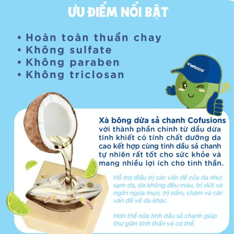 [NHÃN MỚI CFS] Xà bông dừa sả chanh Cofusions - Hộp 100g