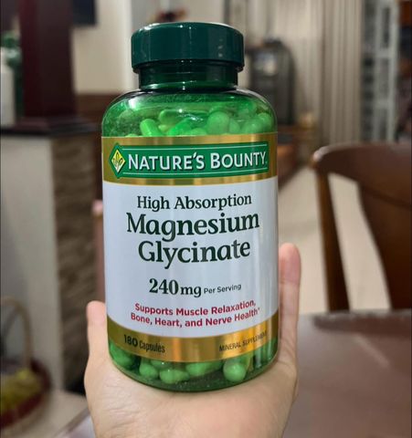 Viên Uống Magie Glycinate Nature’s Bounty 240mg 180 Viên – hỗ trợ thần kinh, ngủ ngon 646603