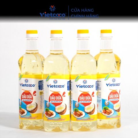 [Combo 2 chai] Dầu dừa Vietcoco cooking oil chai 1L
