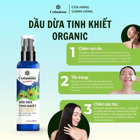 Dầu dừa tinh khiết mỹ phẩm ORGANIC Cofusions - Chai 130ml - Coconut Oil