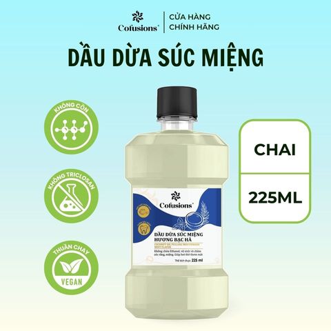 [COMBO 2 CHAI] Dầu dừa súc miệng Cofusions hương bạc hà thơm mát 225ml/ chai