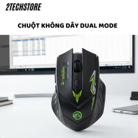 Chuột Gaming Không Dây Dual Mode (Bluetooth/Wireless) - Led Ngầu, Pin Sạc Type-C, Max 1600 DPI