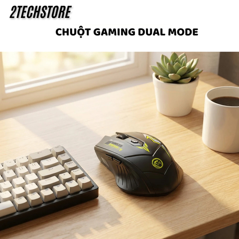 Chuột Gaming Không Dây Dual Mode (Bluetooth/Wireless) - Led Ngầu, Pin Sạc Type-C, Max 1600 DPI