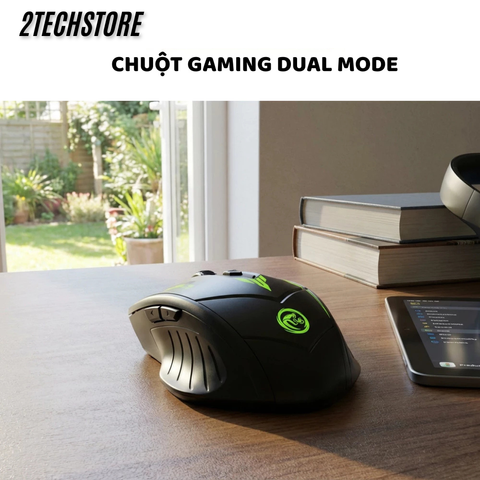 Chuột Gaming Không Dây Dual Mode (Bluetooth/Wireless) - Led Ngầu, Pin Sạc Type-C, Max 1600 DPI