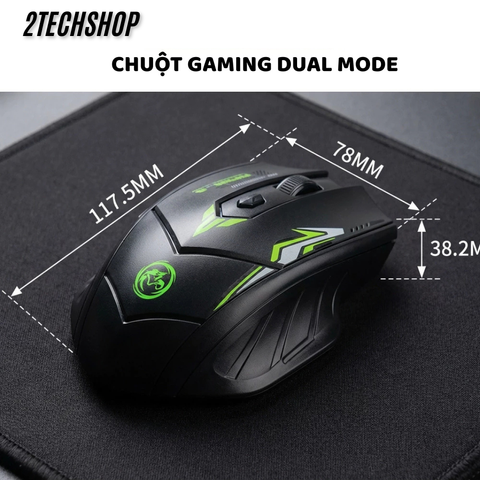 Chuột Gaming Không Dây Dual Mode (Bluetooth/Wireless) - Led Ngầu, Pin Sạc Type-C, Max 1600 DPI, BH 12T
