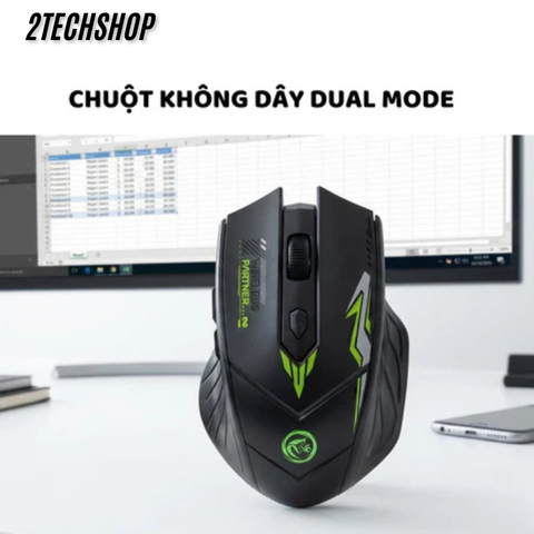 Chuột Gaming Không Dây Dual Mode (Bluetooth/Wireless) - Led Ngầu, Pin Sạc Type-C, Max 1600 DPI, BH 12T