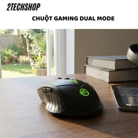Chuột Gaming Không Dây Dual Mode (Bluetooth/Wireless) - Led Ngầu, Pin Sạc Type-C, Max 1600 DPI, BH 12T