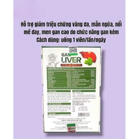 Viên uống Gan LIVER có cà gai leo hỗ trợ bảo vệ gan tối ưu (Chai 30 viên)