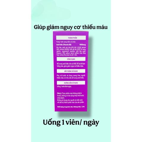 Viên uống ACID FOLIC GOLD bổ sung sắt cho phụ nữ mang thai và người thiếu máu suy nhược(Chai 30 viên)