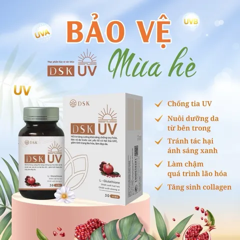 Viên uống DSK UV hỗ trợ chống nắng tối ưu và bảo vệ da (Chai 30 viên)
