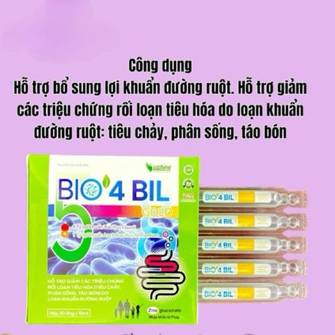 Men vi sinh Bio 4 Bil chứa 4 tỷ lợi khuẩn,hỗ trợ giảm tiêu chảy do rối loạn (Hộp 20 ống)