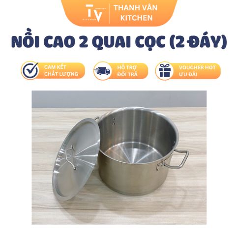Nồi cao 2 quai cọc inox 2 đáy - Dụng cụ nhà bếp chất lượng cao, nhiều kích thước, phù hợp cho mọi gia đình (TV561-1)