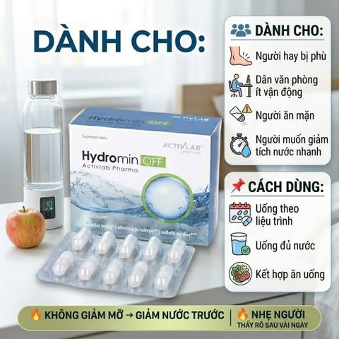 Viên Uống Giảm Cân, Giảm Tích Nước Phù Nề Hydromin OFF Activlab Pharma - Hỗ Trợ Giảm Sưng, Giúp Cảm Giác Nhẹ Nhàng - Hộp 30 Viên