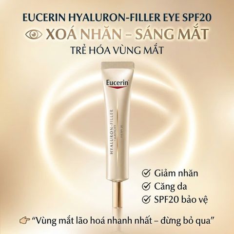Kem Dưỡng Mắt Eucerin Hyaluron-Filler + Elasticity Eyes Contour Care SPF20 15ml _ Chống Nhăn, Lão Hóa Da Mắt