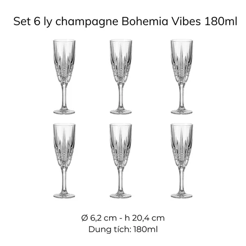 Set 6 ly pha lê Bohemia Vibes 180m