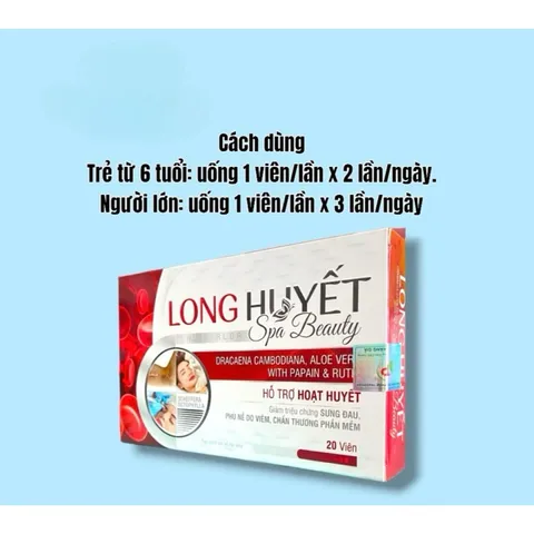 Long Huyết Spa Beauty hỗ trợ giảm sưng đau,phù nề,tan máu bầm(Hộp 20viên)