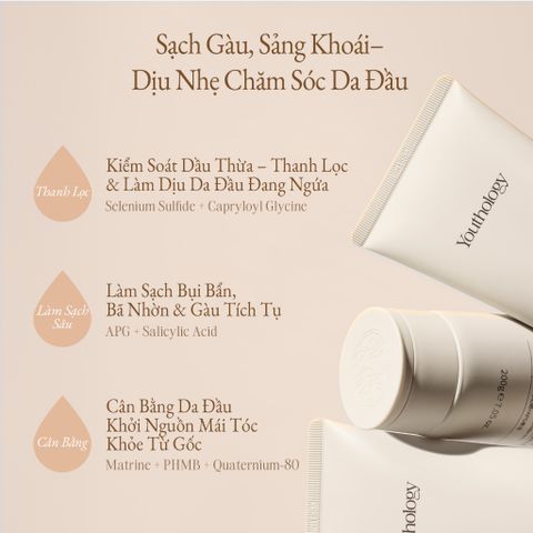 Youthology Gội Ngừa Gàu 200g – Kiểm Soát Dầu, Thơm Lâu, Da Đầu Sạch Khỏe