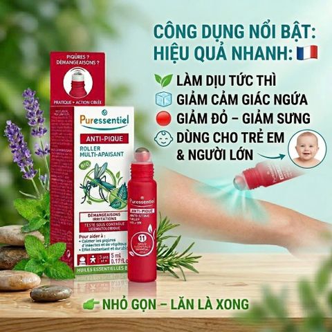 Lăn Làm Dịu Vết Muỗi Cắn Puressentiel Anti-Pique Organic Multi-Soothing Roller từ 3 tuổi _ 100% thiên nhiên