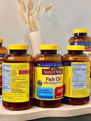 Viên uống Dầu Cá Nature Made Fish Oil 1200mg 360mg Omega 3 300 viên