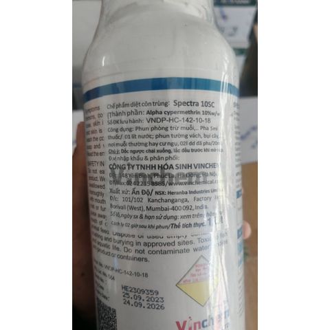 THUỐC DIỆT CÔN TRÙNG[ẤN ĐỘ]SPECTRA 10SC 1LÍT Huyền phù đậm đặc Diệt muỗi và Ruồi,gián,kiến,bọ chét,kiến ba khoang,rệp,ve