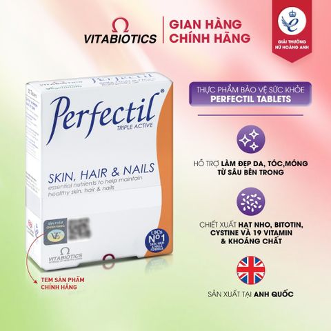 PERFECTIL Vitabiotics Hỗ Trợ Làm Đẹp Da, Bổ Sung Biotin Và Vitamin Ngừa Oxy Hóa Hộp 30 Viên