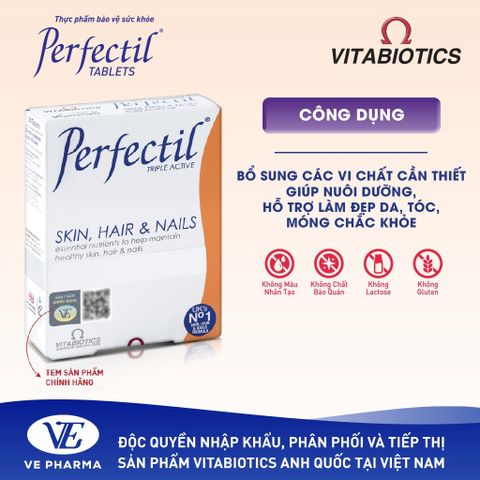 PERFECTIL Vitabiotics Hỗ Trợ Làm Đẹp Da, Bổ Sung Biotin Và Vitamin Ngừa Oxy Hóa Hộp 30 Viên