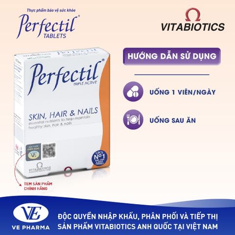 PERFECTIL Vitabiotics Hỗ Trợ Làm Đẹp Da, Bổ Sung Biotin Và Vitamin Ngừa Oxy Hóa Hộp 30 Viên