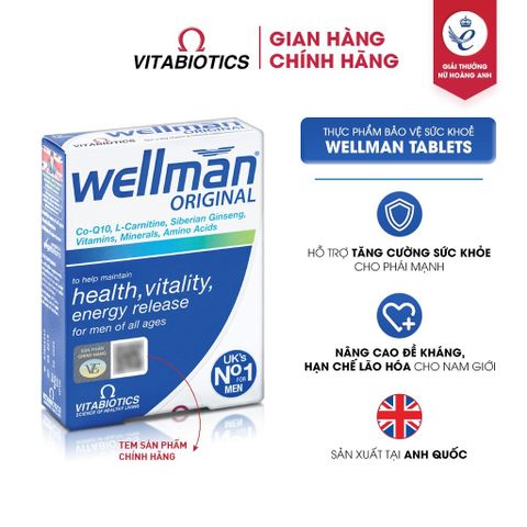 WELLMAN Vitabiotics Hỗ Trợ Tăng Cường Sức Khỏe Cho Phái Mạnh 30 Viên