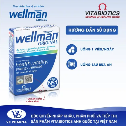WELLMAN Vitabiotics Hỗ Trợ Tăng Cường Sức Khỏe Cho Phái Mạnh 30 Viên
