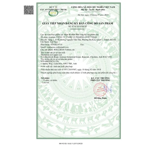 WELLMAN Vitabiotics Hỗ Trợ Tăng Cường Sức Khỏe Cho Phái Mạnh 30 Viên