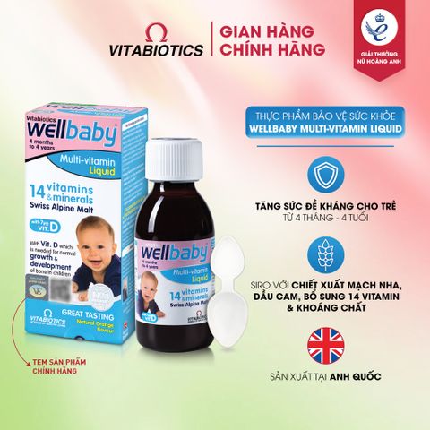 [LIVE] TPBVSK WELLBABY MULTI-VITAMIN LIQUID - Hỗ Trợ Tăng Cường Sức Khỏe Và Đề Kháng 150ml Vitabiotics