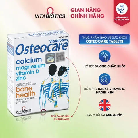 Thực Phẩm Bảo Vệ Sức Khỏe  Vitabiotics OSTEOCARE Tablets Hỗ Trợ Xương Chắc Khỏe Hộp 30 Viên