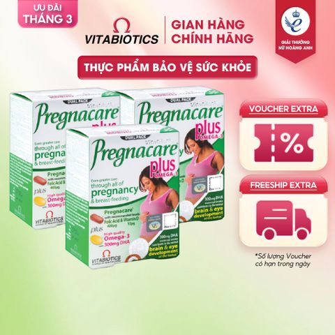 Combo 3 Hộp TPBVSK PREGNACARE Plus Omega-3 Cho Phụ Nữ Mang Thai Và Cho Con Bú 56 Viên Vitabiotics