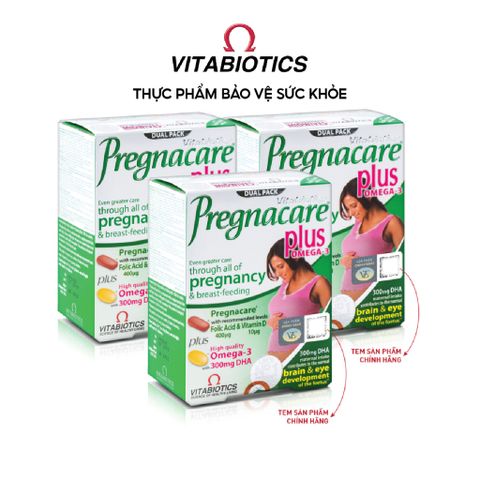 Combo 3 Hộp TPBVSK PREGNACARE Plus Omega-3 Cho Phụ Nữ Mang Thai Và Cho Con Bú 56 Viên Vitabiotics