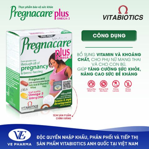 Combo 3 Hộp TPBVSK PREGNACARE Plus Omega-3 Cho Phụ Nữ Mang Thai Và Cho Con Bú 56 Viên Vitabiotics