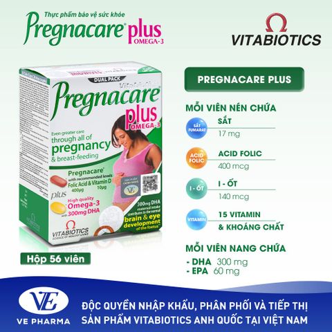 Combo 3 Hộp TPBVSK PREGNACARE Plus Omega-3 Cho Phụ Nữ Mang Thai Và Cho Con Bú 56 Viên Vitabiotics