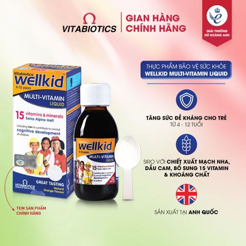 Thực Phẩm Bảo Vệ Sức Khoẻ WELLKID Multi-Vitamin Liquid Hỗ Trợ Tăng Cường Sức Khỏe Và Đề Kháng 150ml Vitabiotics