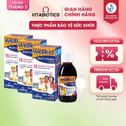 Combo 3 Siro TPBVSK WELLKID Multi-Vitamin Lliquid Hỗ Trợ Tăng Cường Sức Khỏe và Đề Kháng Vitabiotics
