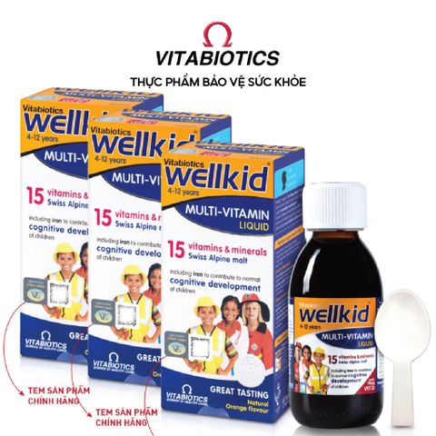 Combo 3 Siro TPBVSK WELLKID Multi-Vitamin Lliquid Hỗ Trợ Tăng Cường Sức Khỏe và Đề Kháng Vitabiotics